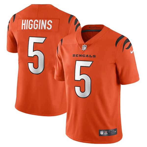 Men & Women & Youth Cincinnati Bengals #5 Tee Higgins Orange Vapor Untouchable Limited Stitched Jersey